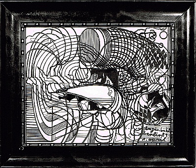 1981 - Berlin Zeichnung (1-Aprilzeichnung) - Tusche Collage - 24x29,5cm